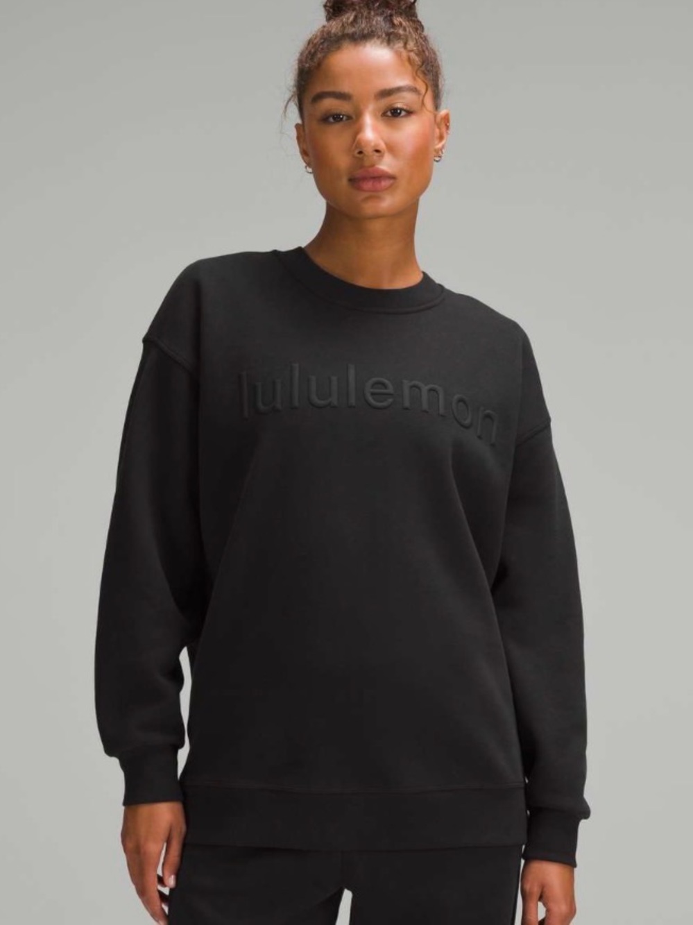 lululemon athletica Black Embossed Logo oversized Crewneck Sweatshirt